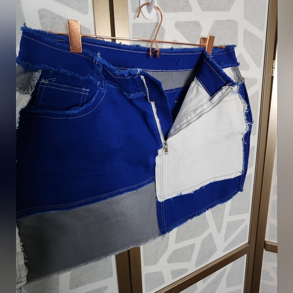 Women's Patchwork Mini Skirt | Fits Like Size 14/16 - Picture 5 of 7